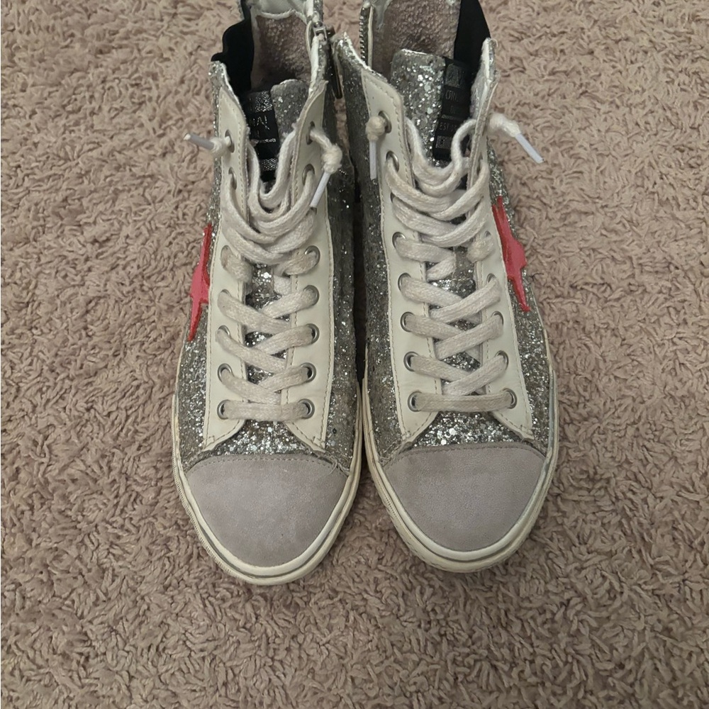 Vintage Havana Silver Glitter Sneakers with Pink Star - Picture 2 of 6